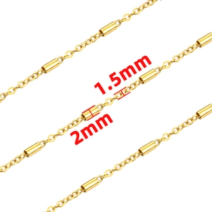 18K vergoldete Edelstahlkette mit 1,5mm Gliedern und 2mm Rundrohren für Schmuck DIY
