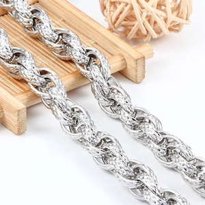 Men's silver stainless steel chain necklace with diamond cut texture on woven links