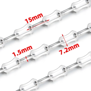 Chaîne en acier inoxydable poli à maillons géométriques, 15 mm pour création bijoux