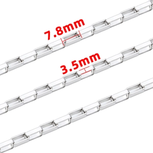 Polished stainless steel long box chain necklaces in 7.8mm and 3.5mm width options