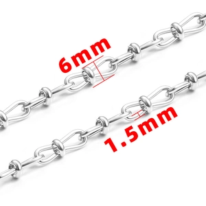 Polished stainless steel figure-8 chain for jewelry making with 6mm width measurement