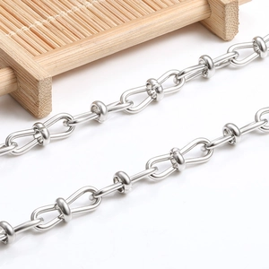 Industrial style stainless steel U-link chain necklace with polished silver finish