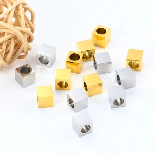 Polished stainless steel square spacer beads in gold and silver for DIY jewelry making