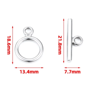 Polished silver stainless steel OT toggle clasp jewelry connectors 18.6mm on white background
