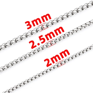 Catene box in acciaio inossidabile argento in larghezze 2mm, 2,5mm e 3mm
