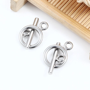 Polished silver stainless steel OT toggle clasp for handmade jewelry necklace making