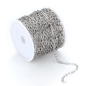Chaîne longue ovale plate en acier inoxydable sur rouleau pour bijoux DIY colliers