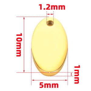 Ciondolo ovale lucido 10x5mm in acciaio inossidabile oro per gioielli DIY
