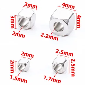 Tableau des tailles des perles carrées en acier inoxydable avec dimensions pour bijoux DIY