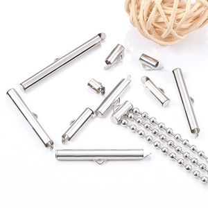 Fermoirs tubes coulissants en acier inoxydable poli pour bijoux DIY à plusieurs rangs