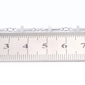Polished stainless steel cross link chain necklace with measurement ruler for scale
