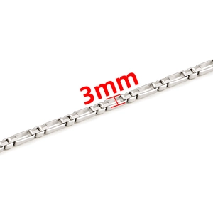 Cadena de acero inoxidable plateado de 3mm con eslabones cuadrados 3:1 para hombre y mujer