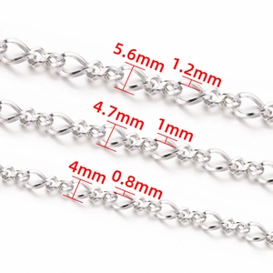 Cadenas de eslabones cuadrados de acero inoxidable de 5,6mm, 4,7mm y 4mm para joyería DIY