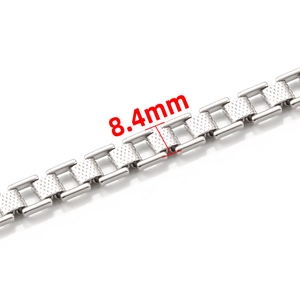 Catena in acciaio inox da 8,4mm con maglie rettangolari strutturate per gioielli DIY