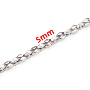 5mm silver stainless steel coffee bean chain necklace with high polished finish