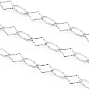 Polished stainless steel crossbody chain featuring textured geometric links for jewelry DIY