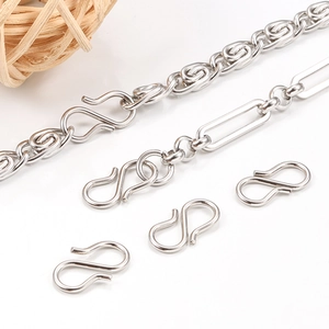 Silver stainless steel S-hook clasps and jewelry link chains for DIY necklace making