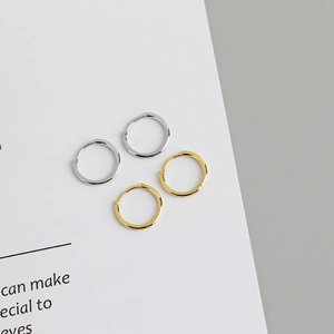 Set de pendientes de aro de plata esterlina S925 pulida en oro y plata con cierre