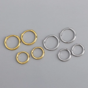 Pendientes de Aro de Plata de Ley 925 Minimalistas para Mujer Pendientes Redondos Geométricos Pulidos Pequeños Grandes Joyería Estilo INS