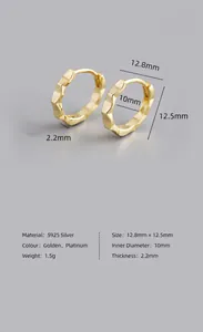 Größentabelle für goldene gewellte S925 Sterlingsilber Creolen mit 12,5 mm Außendurchmesser
