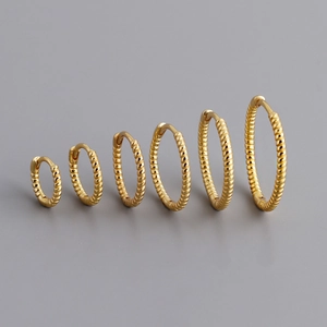 Boucles d'Oreilles Créoles en Argent Sterling 925 Corde Torsadée Pour Femme Bijoux Minimalistes Plaqué Or Argent
