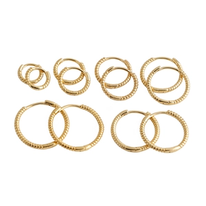 Lot de 6 paires de créoles torsadées en argent sterling S925 doré de tailles variées