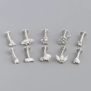 Set di 10 orecchini in argento sterling 925 con opale e design a farfalla e serpente