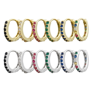 Ensemble de créoles en argent s925 et or avec zircons cubiques colorés