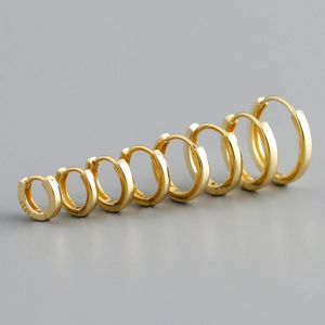 Boucles d'Oreilles Créoles en Argent Sterling 925 pour Femmes Huggie Minimalistes Plaqué Or Argent Rond Cercle Bijoux