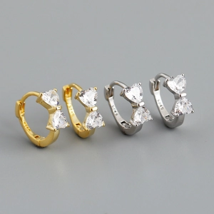 Boucles D'oreilles Créoles Nœud Zirconium Cœur Bijoux De Mode Élégants Pour Femmes