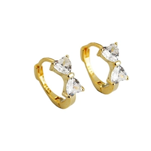 Élégantes boucles d'oreilles nœud en argent S925 avec zircons en forme de cœur