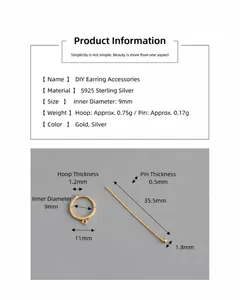 Specifiche dettagliate per orecchini a cerchio S925 e perni a sfera in argento sterling