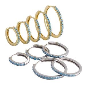 S925 sterling zilveren oorringen met turquoise stenen in goud en zilver set opties
