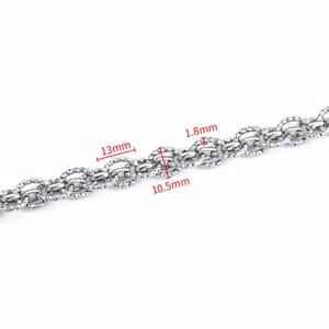 Polished silver stainless steel O-chain with 13mm diamond-cut links and 10.5mm width