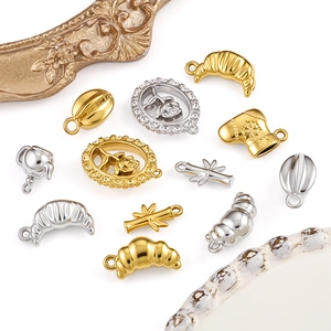 DIY stainless steel rose and assorted charms in gold and silver for jewelry making