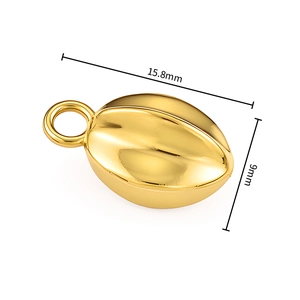 Pendentif grain de café en acier inoxydable doré à l'or 18 carats 15.8x9mm