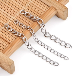 Juego de tres cadenas de extensión de acero inoxidable de 5 cm para collares y pulseras plata