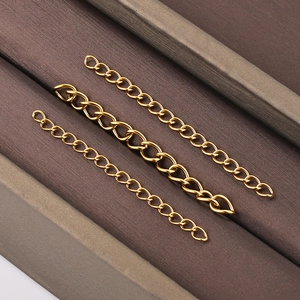 Tres variantes de cadenas de extensión de 5 cm de acero inoxidable dorado para joyas