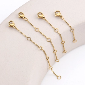 Set di quattro catene di estensione in acciaio inossidabile placcato oro 18k con chiusura a moschettone