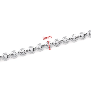 3mm stainless steel boston link chain necklace featuring a polished silver circular design