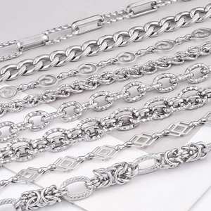 Polierte Edelstahlketten in Silber mit Rauten- und Panzergliederdesign für DIY-Schmuck