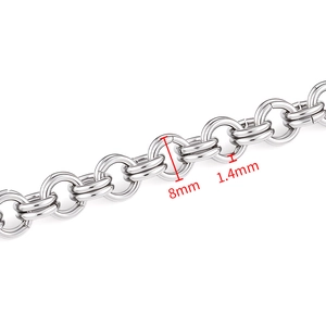 Gepolijste roestvrijstalen dubbele schakelketting voor sieraden DIY met 8mm ringen en 1,4mm