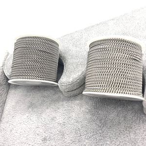 DIY stainless steel curb chain rolls for jewelry making on spools with silver finish