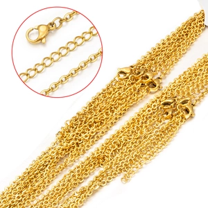 Golden stainless steel O-chain necklaces with lobster clasp and extension link details