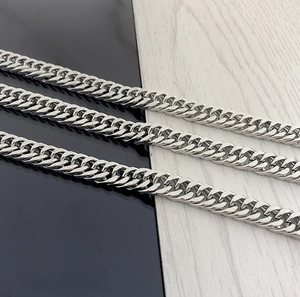 Polished silver stainless steel Cuban link chains for DIY jewelry and accessories