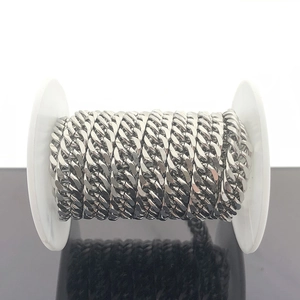 Bulk silver stainless steel Cuban link chain on industrial spool for DIY jewelry crafts