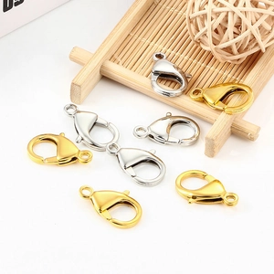 Fermoirs mousquetons en acier inoxydable doré et argenté pour bijoux DIY sur bambou