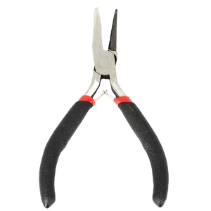 Detail of jewelry plier with asymmetrical round and flat nose for precise wire bending