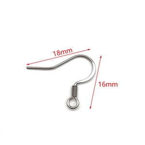 Silberne Edelstahl-Ohrhaken mit Spirale und Ring, Abmessungen 18x16 mm für DIY Schmuck