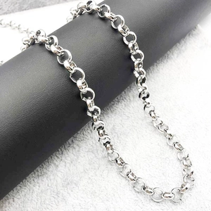 7mm wide stainless steel O-chain necklace for men, punk style silver metal link jewelry